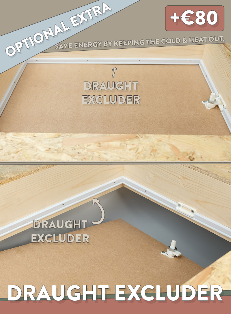 Draft Excluder on an attic door for an attic ladder
